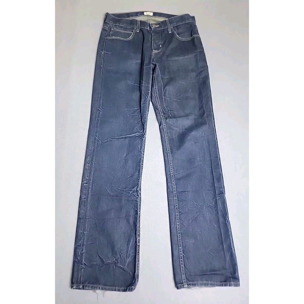 Hudson Jeans Mens 32 34x33 Straight Dark Blue Distressed‎ Mid Rise Stretch USA